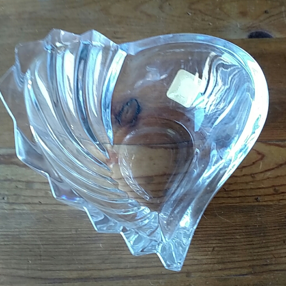 German Lead Crystal Heart Shaped Dish 4.75" New!